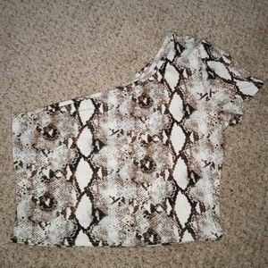 Minette Snake Skin One Shoulder Top